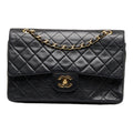 CHANEL matelasse 25 double flap chain shoulder bag black leather ladies