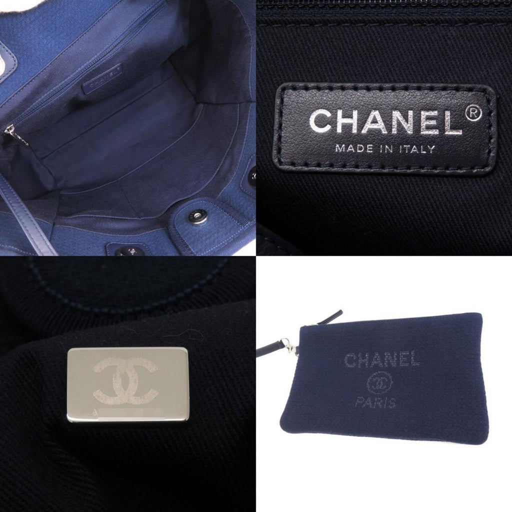 CHANEL Deauville Coco Mark Tote Bag Canvas Ladies