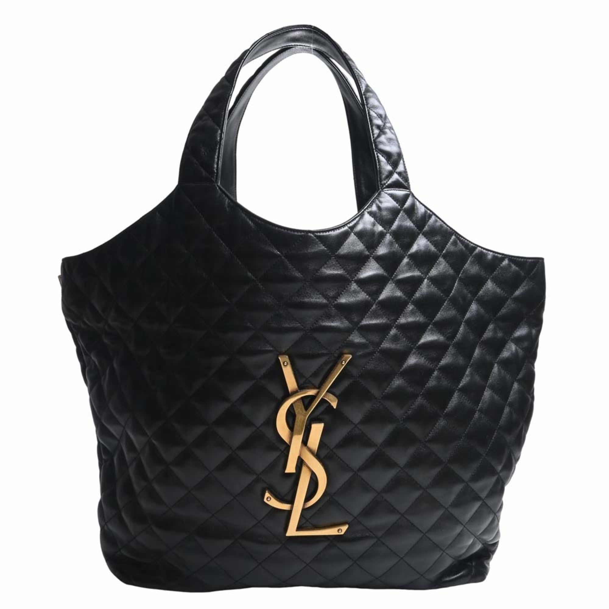 SAINT LAURENT Leather Icar Maxi Bag Tote 698651 Black Ladies