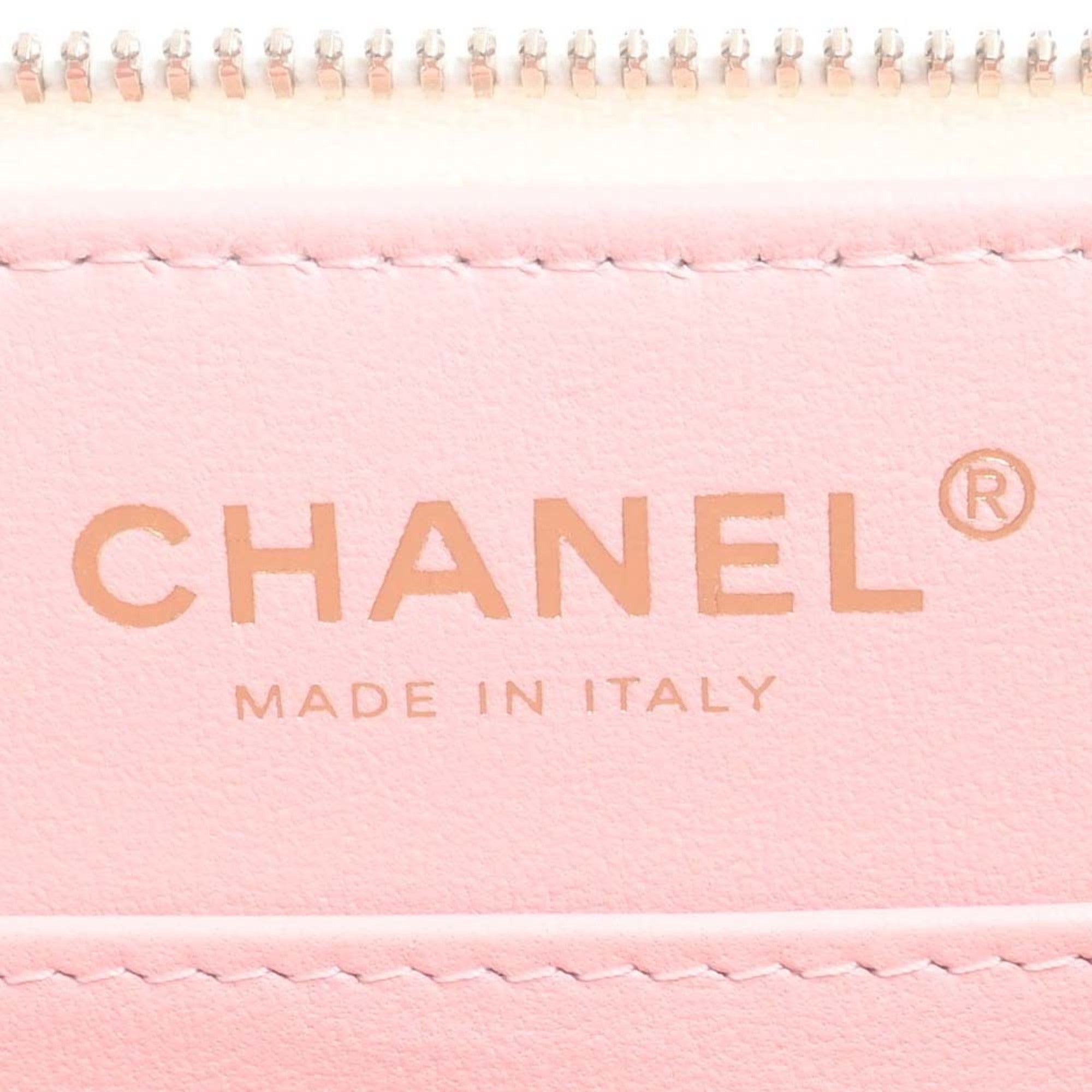 CHANEL Leather Matelasse Coco Mark Chain Shoulder Bag Vanity White Ladies