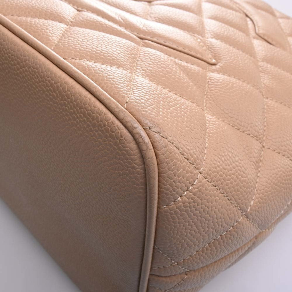 CHANEL Caviar Skin Coco Mark Reproduction Tote Bag Beige Ladies