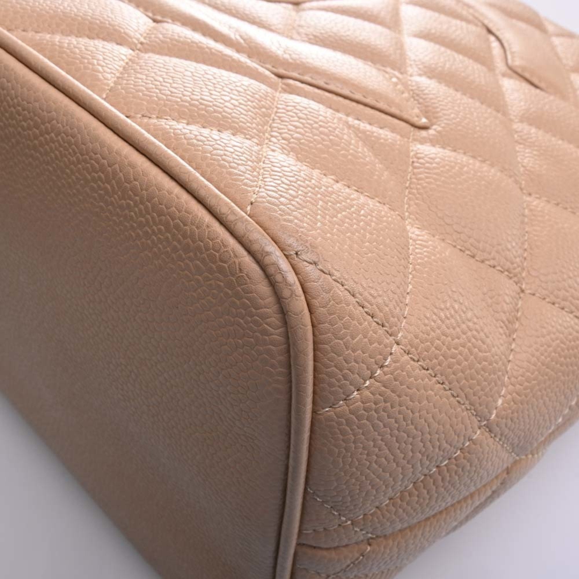CHANEL Caviar Skin Coco Mark Reproduction Tote Bag Beige Ladies