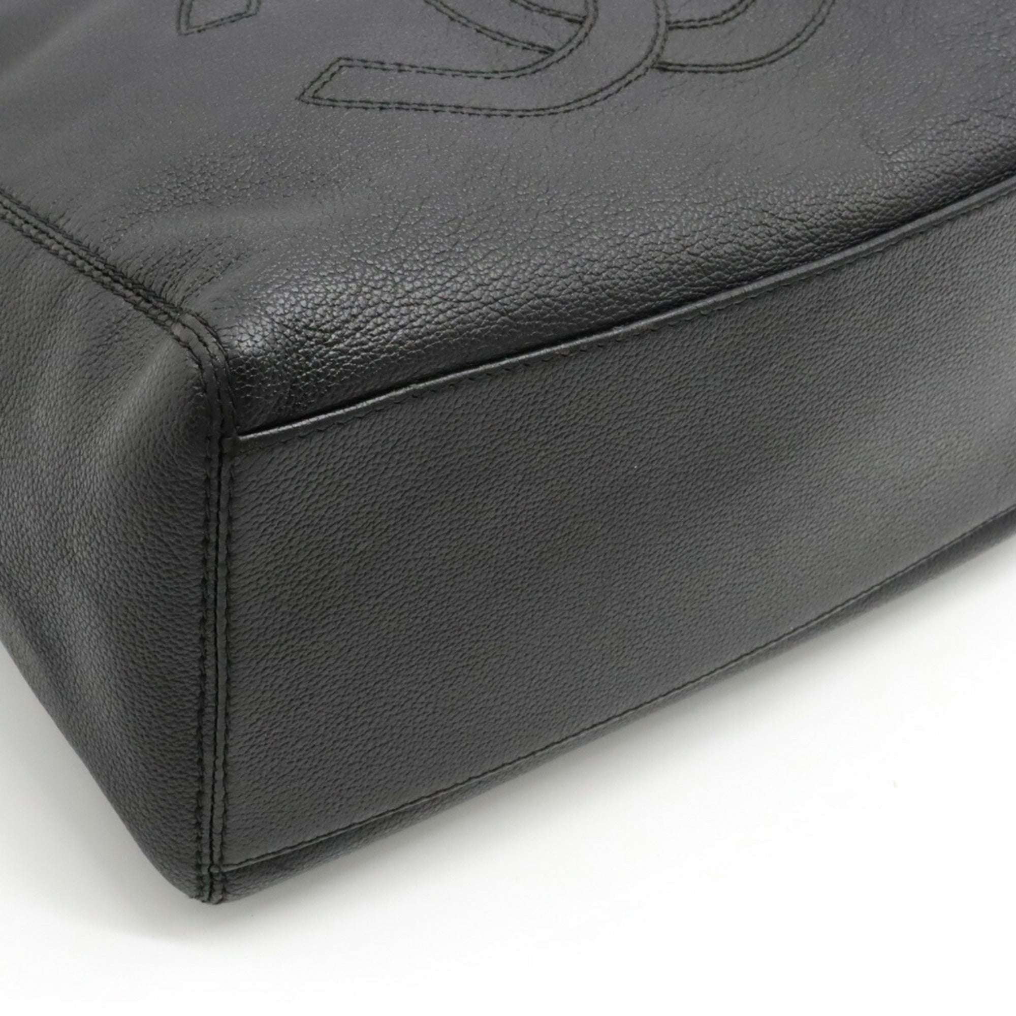 CHANEL Cocomark Tote Bag Shoulder Leather Black