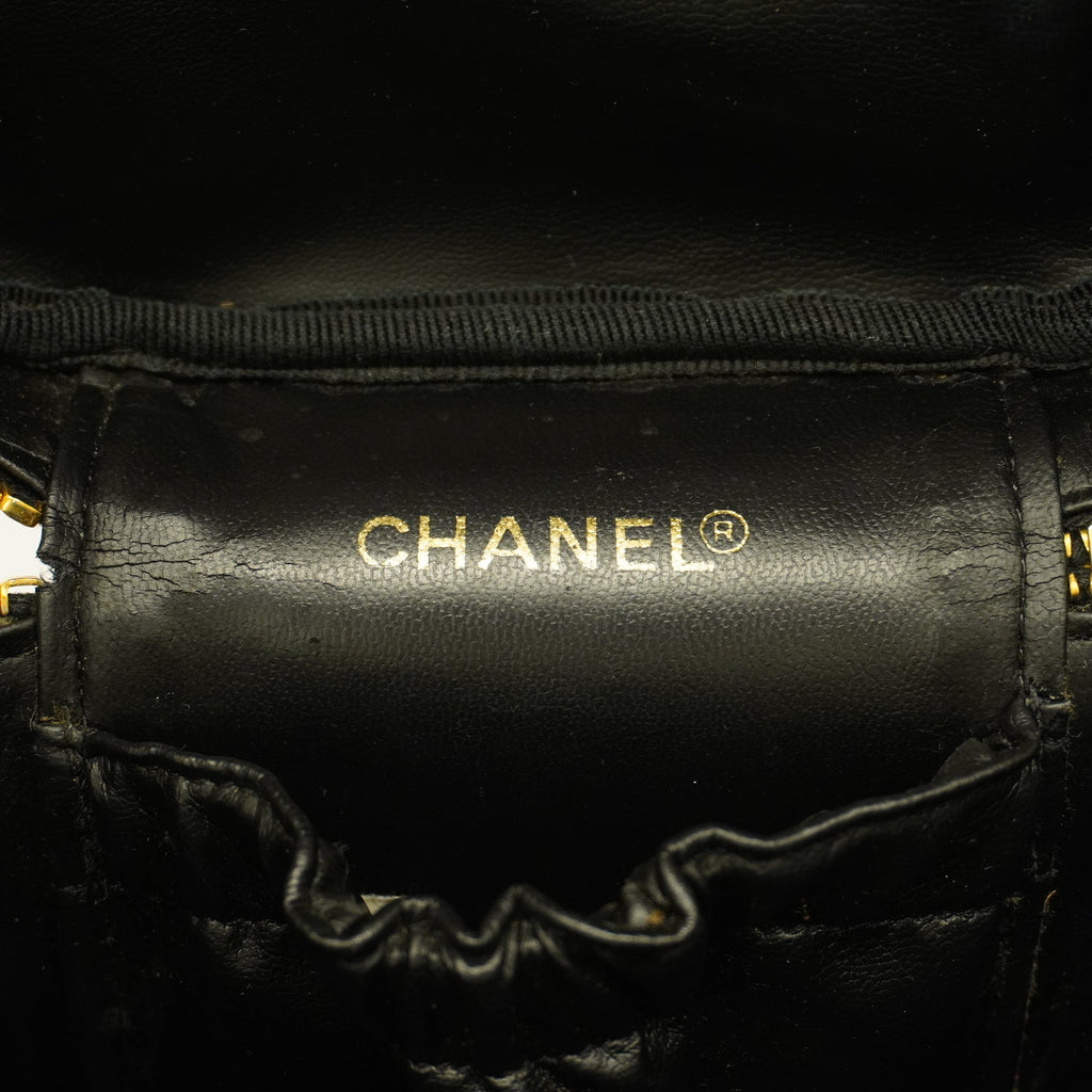 CHANELAuth  Bicolor Vanity Bag Women's Leather Vanity Bag Black