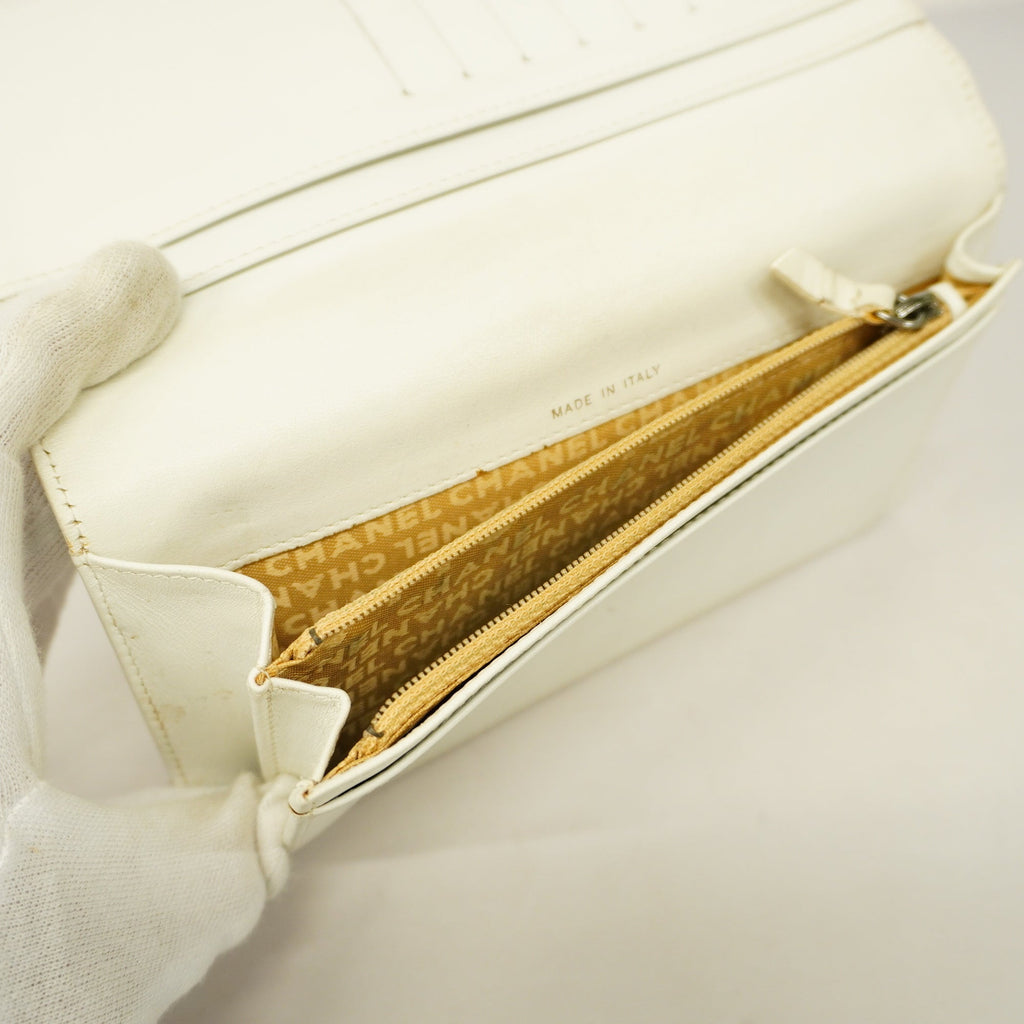CHANELAuth  Matelasse Long Wallet Silver Metal Fittings Women's Lambskin Wallet