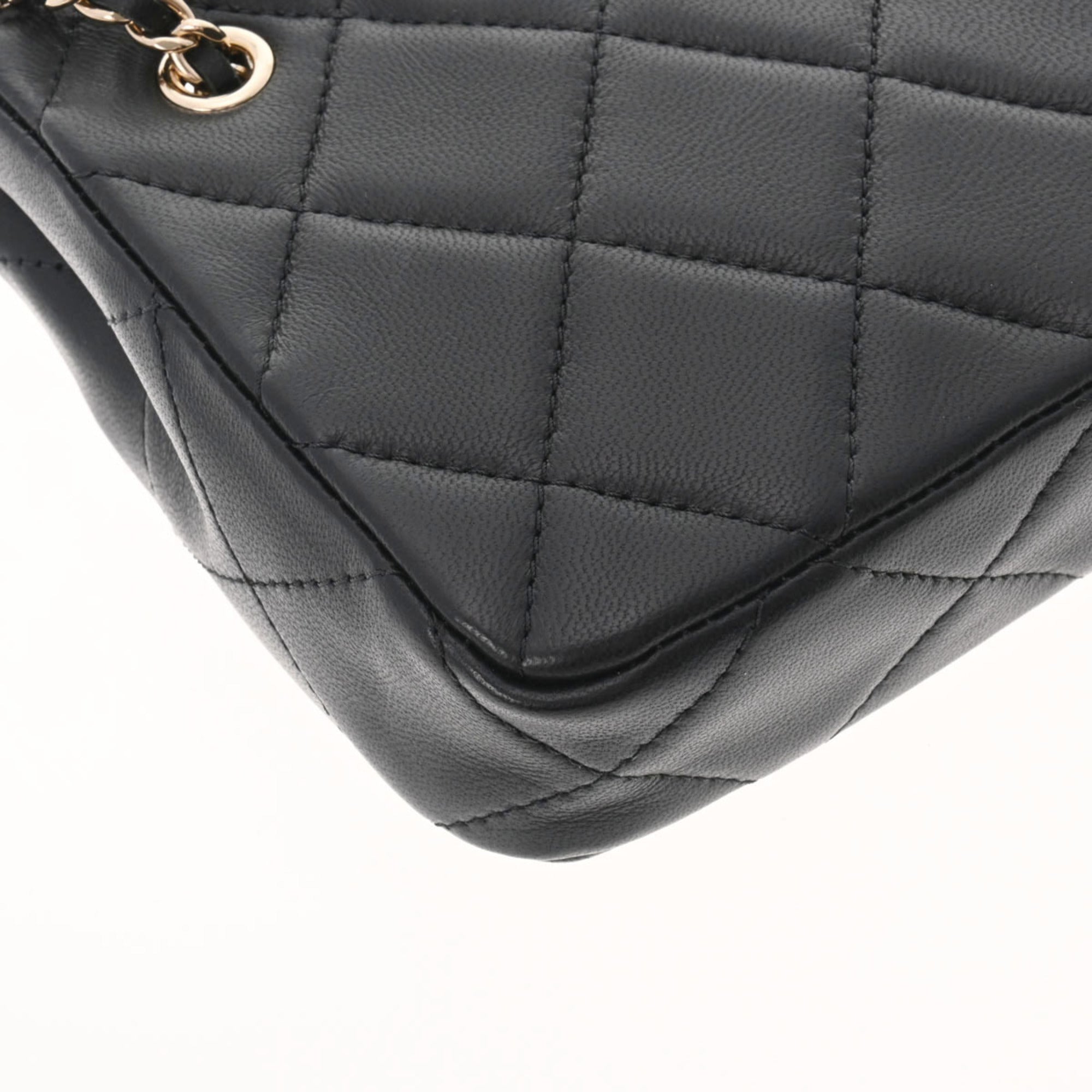 CHANEL Matelasse Pochette Chain Shoulder Black Women's Lambskin Bag