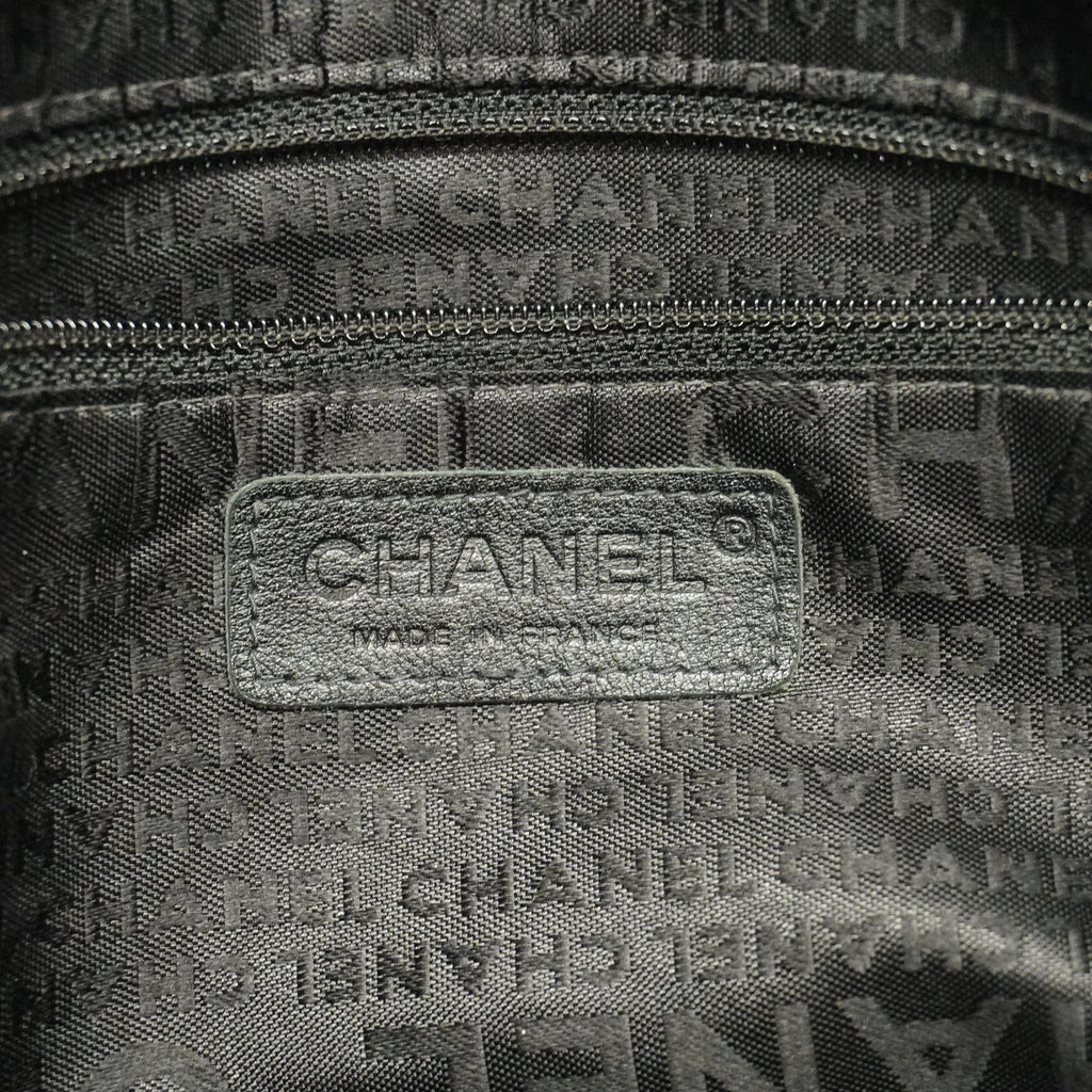 CHANELAuth  Boston Bag Men,Women,Unisex Satin,Leather Boston Bag Black