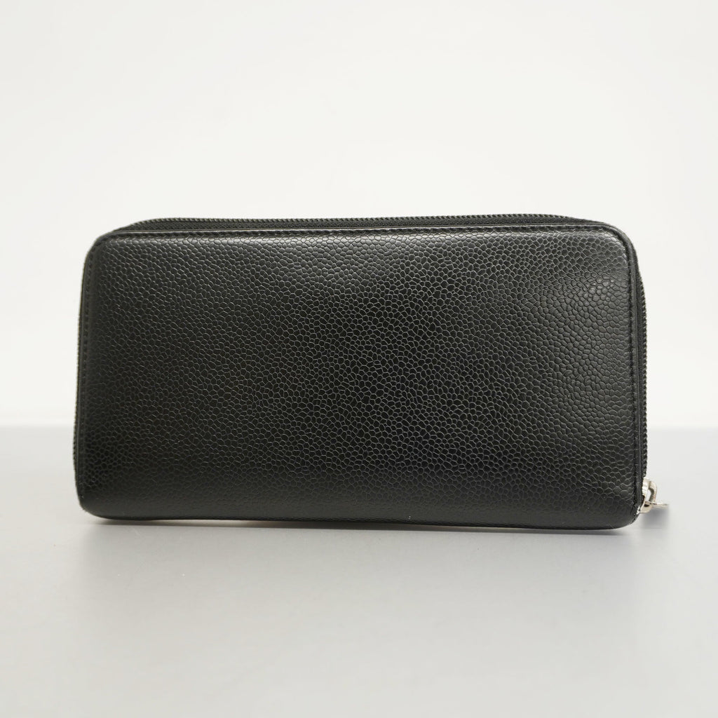 CHANELAuth  Long Wallet [bi-fold] Gold Hardware Women's Caviar Leather Long Wall