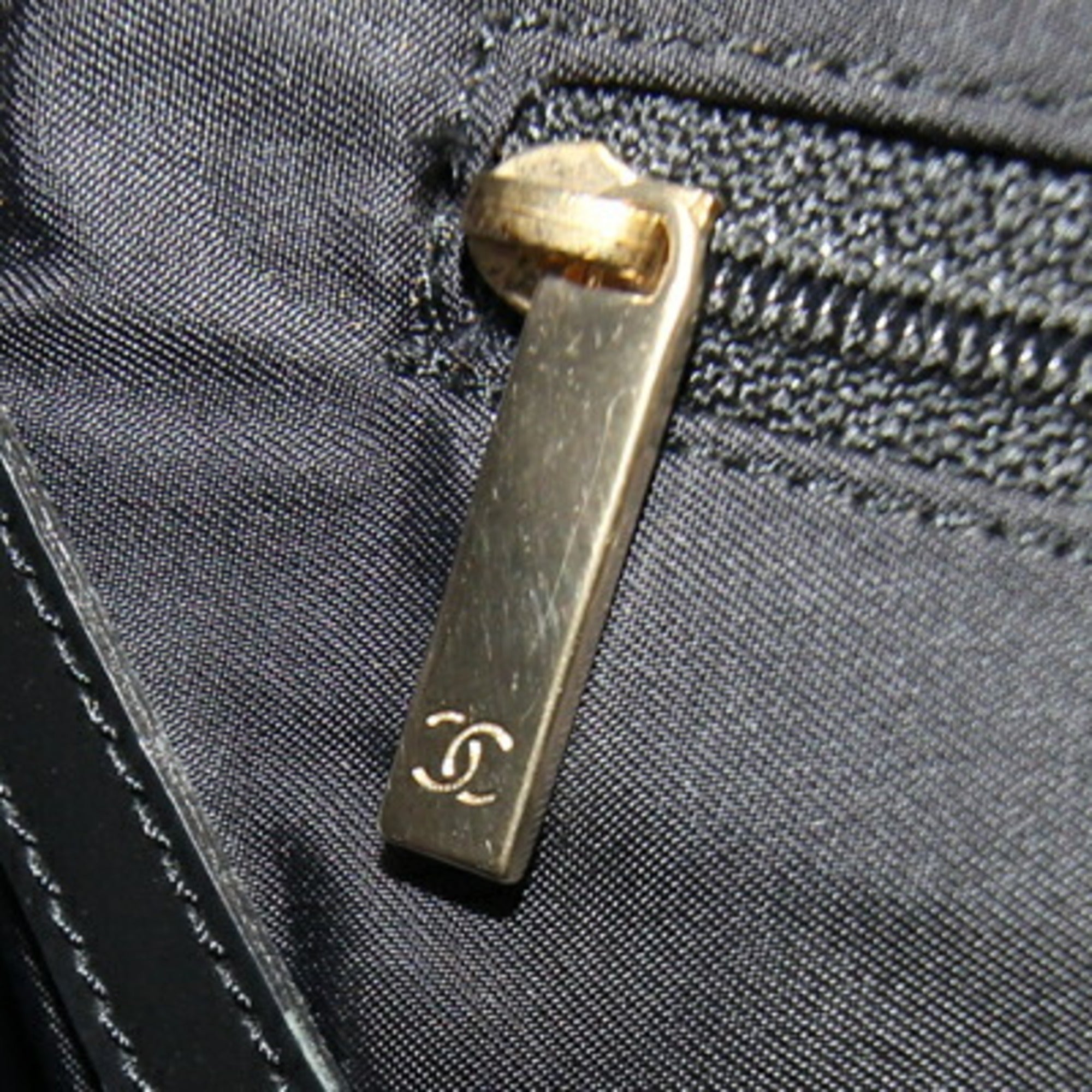 CHANEL Tote Bag New Line PM A20457 Black Nylon Canvas Leather Ladies