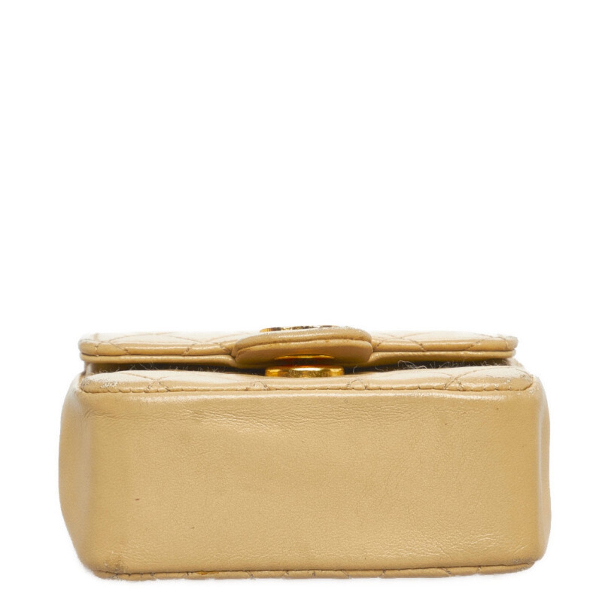 CHANEL matelasse chain shoulder bag handbag waist pouch beige leather ladies