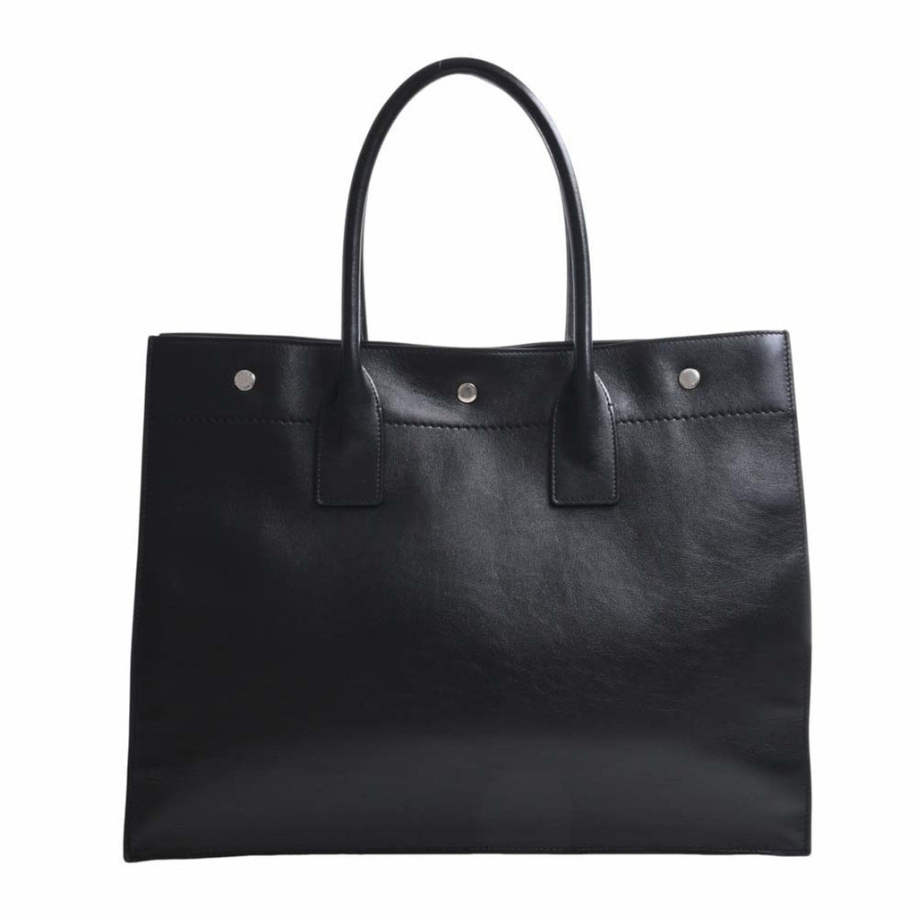 SAINT LAURENT Leather Rive Gauche Small Tote Bag 686266 Black Ladies