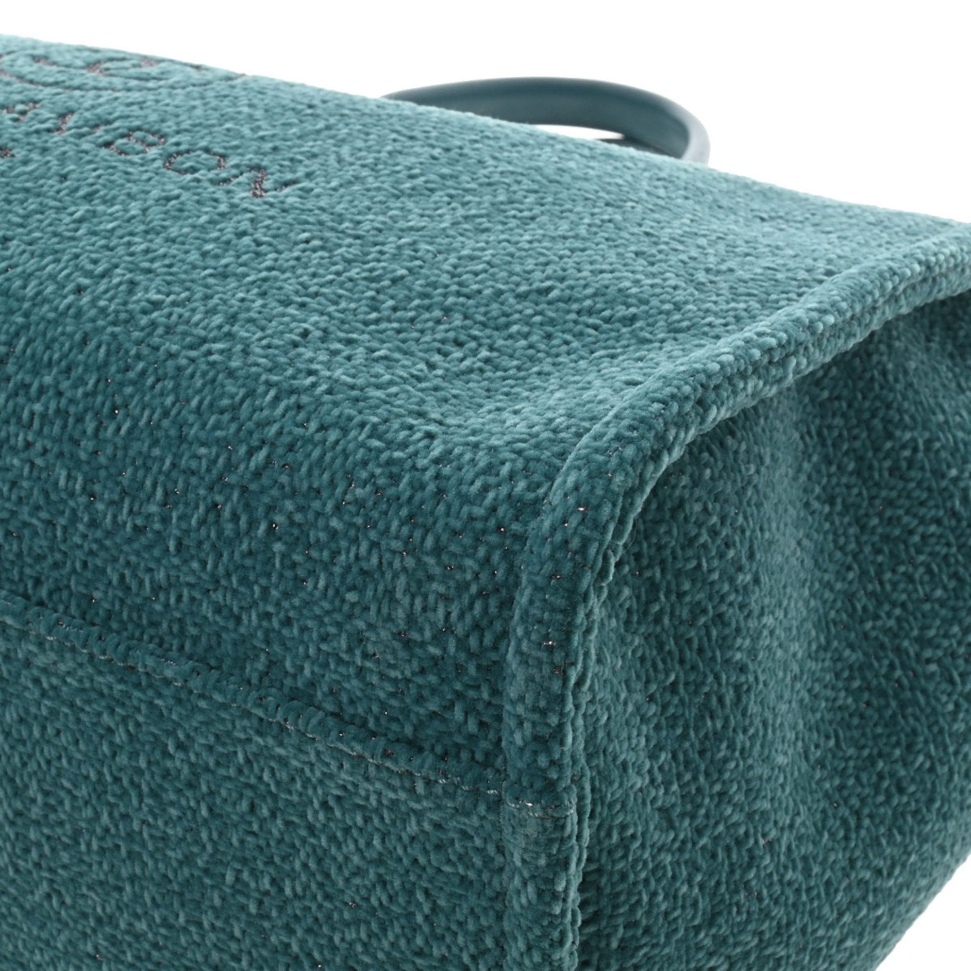 CHANEL Deauville GM Blue Green Ladies Straw Leather Bag