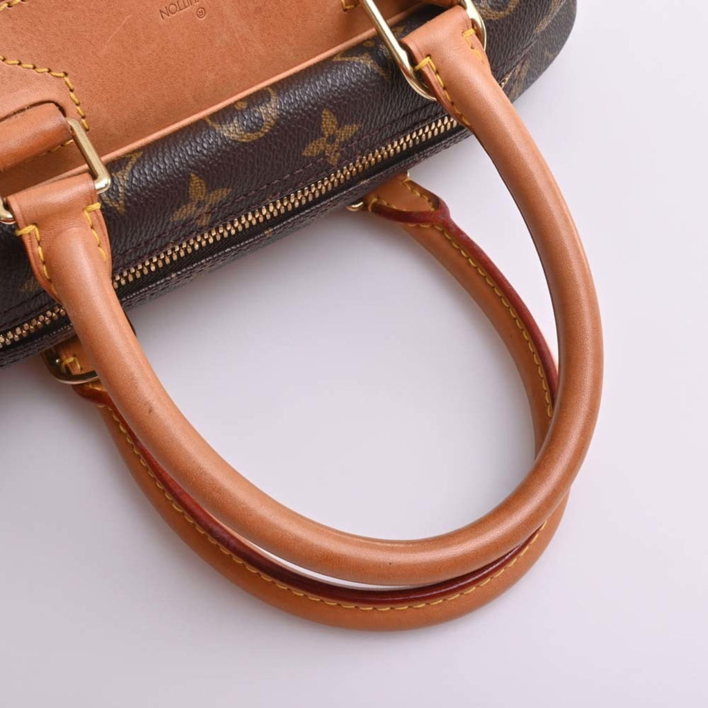 LOUIS VUITTON Monogram Deauville Handbag Mini Boston Bag M47270 Brown Women's