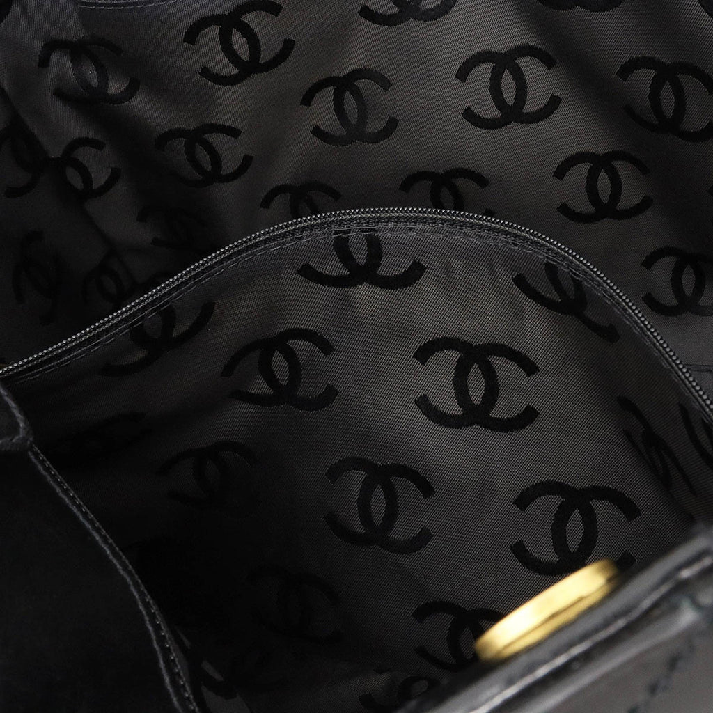 CHANEL Matelasse Wild Stitch Tote Bag Chain Shoulder Matte Leather Black