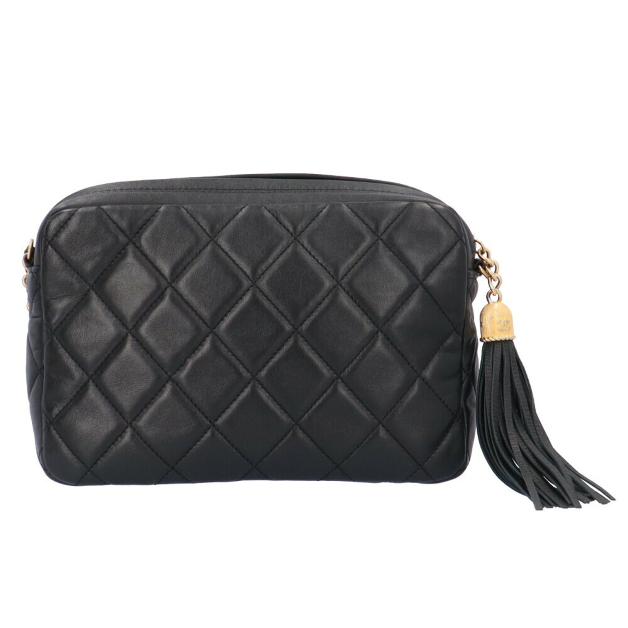CHANEL Chain Shoulder Bag Lambskin Black Women's