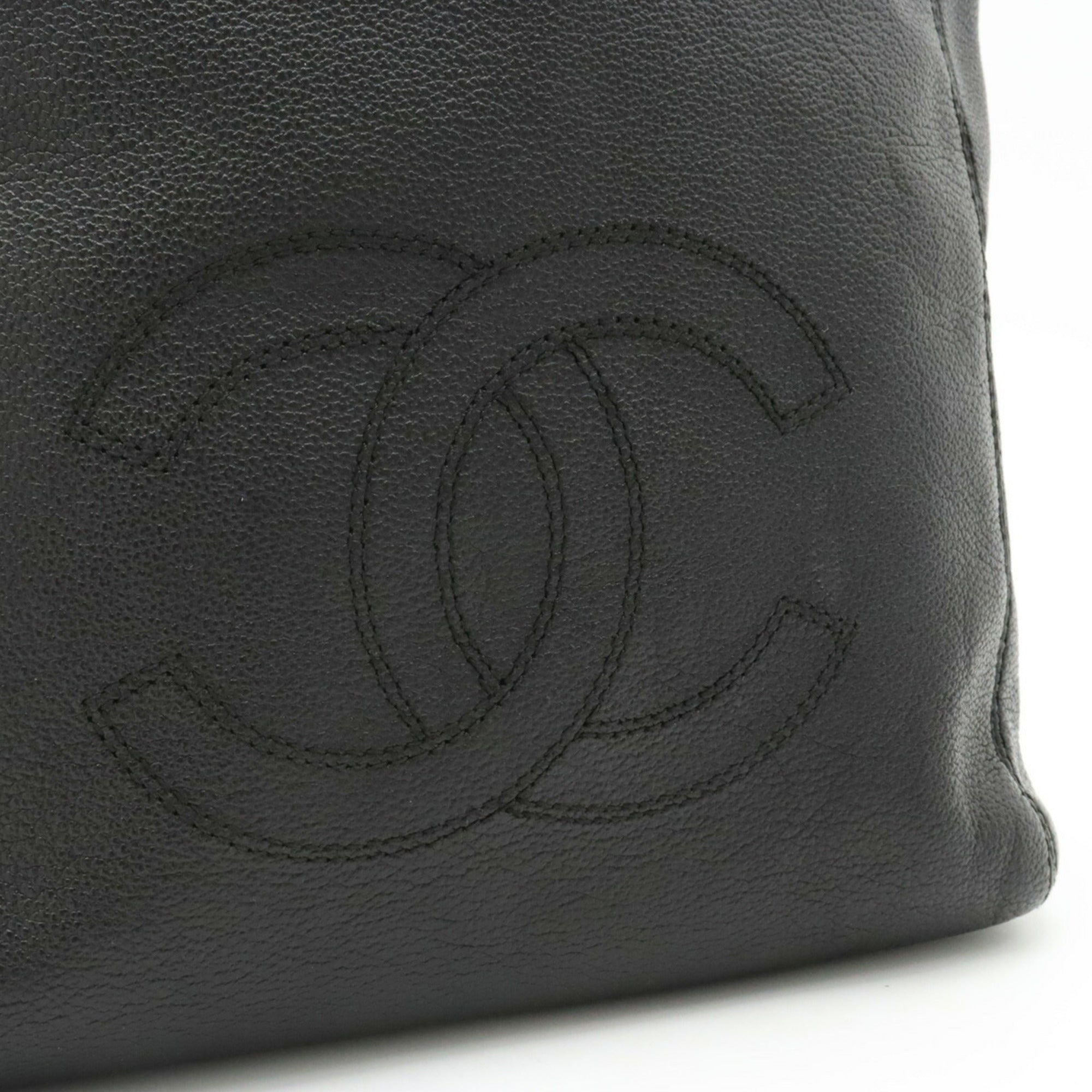 CHANEL Cocomark Tote Bag Shoulder Leather Black