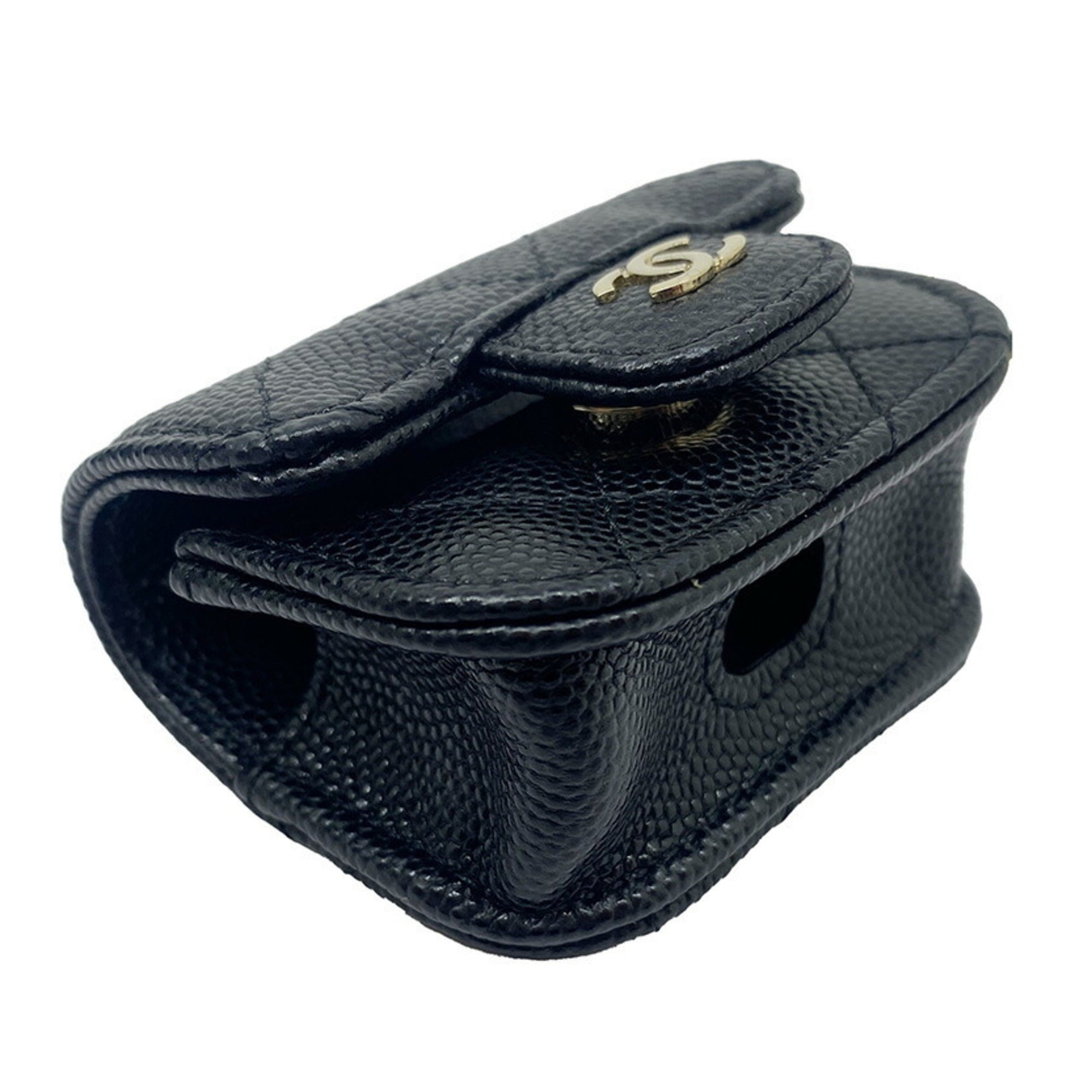 CHANEL ipods case chain shoulder caviar skin here mark black AP1739 31******