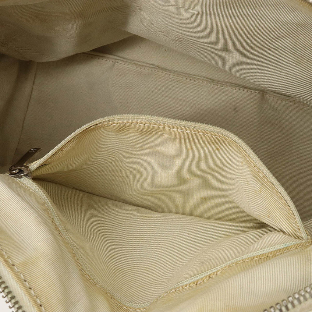 CHANEL Chevron V stitch here mark Boston bag handbag leather ivory A91136