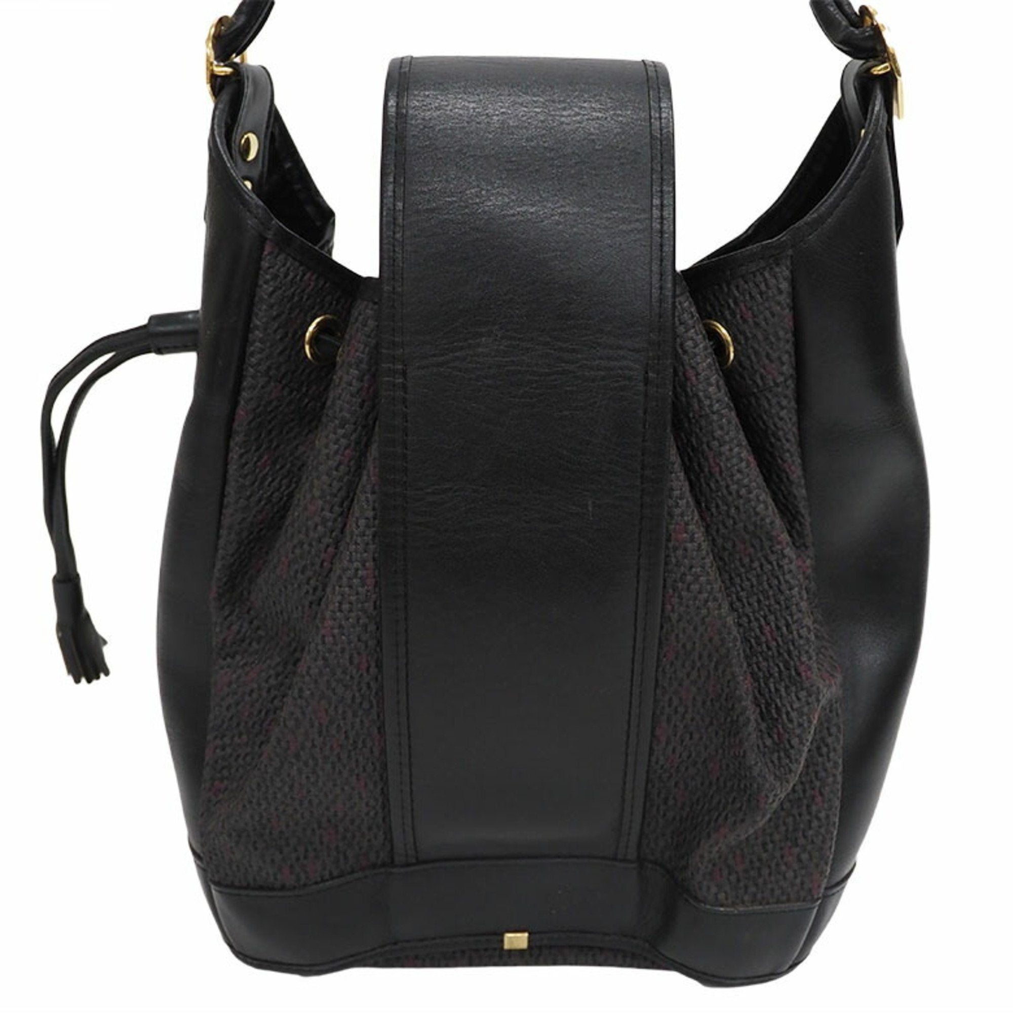 YVES SAINT LAURENT Vintage Crossbody Shoulder Bag Black Leather Women's