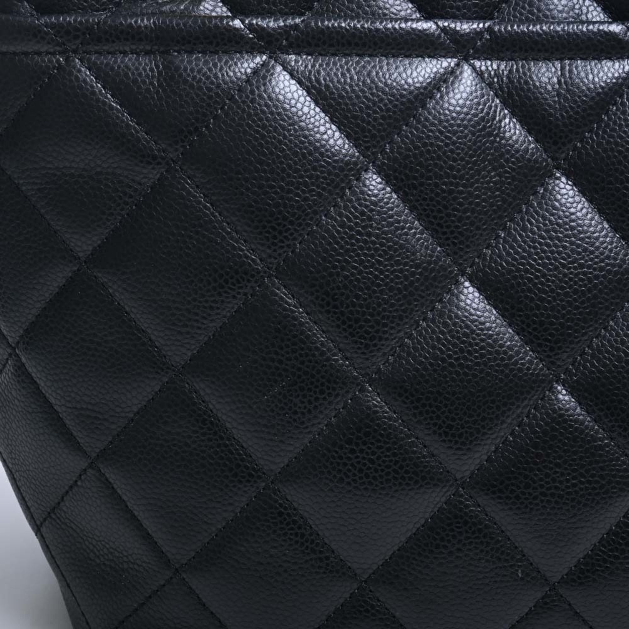 CHANEL Caviar Skin Matelasse Coco Mark GST Chain Tote Bag Black Ladies