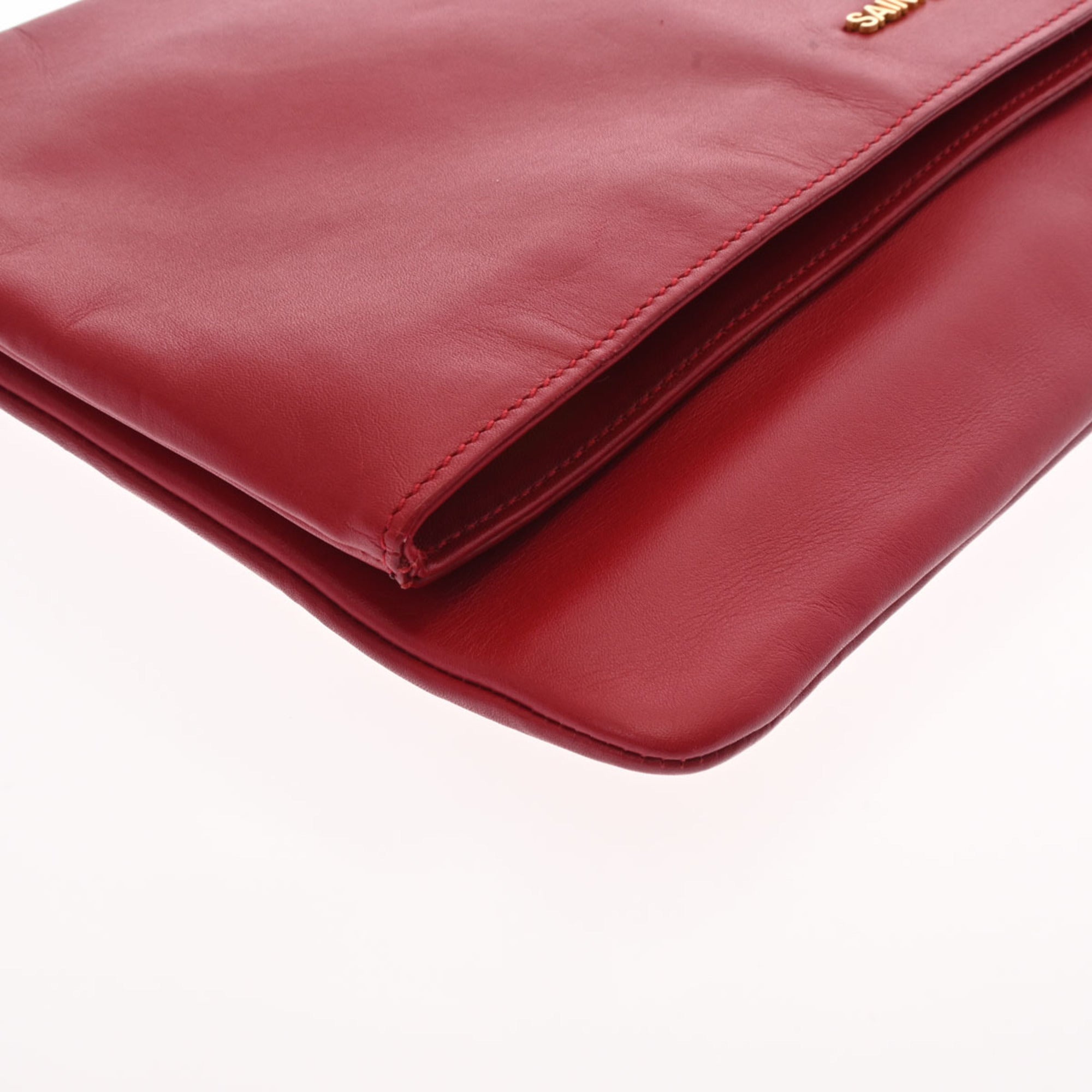 SAINT LAURENT Red 328193 Women's Calf Clutch Bag
