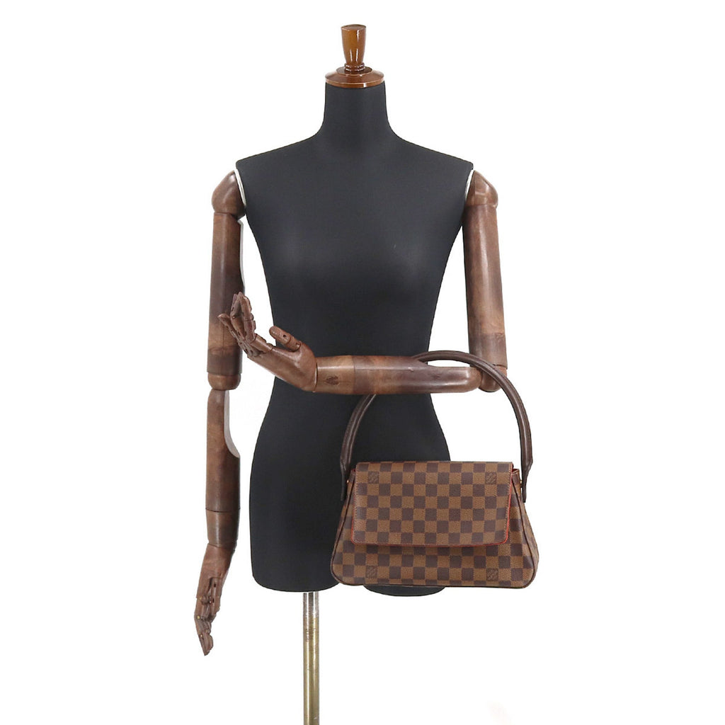 Louis Vuitton Damier Mini Looping Personal SPO Shoulder Bag Ebene N51158 Gold Hardware