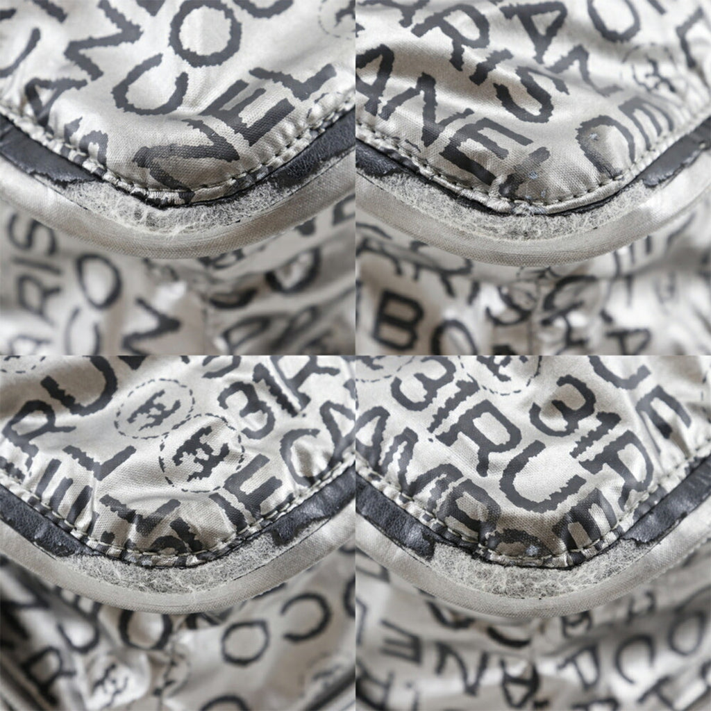 CHANEL Unlimited Tote Bag Logo Here Mark A46113 Nylon Silver Ladies