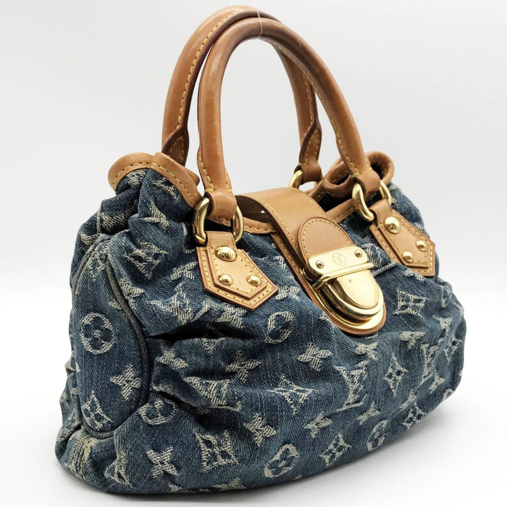 LOUIS VUITTON Pretty Monogram Denim Handbag Handheld Bag Blue Ladies Fashion M95020