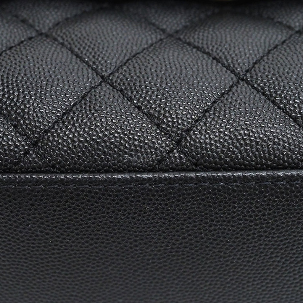 CHANEL Coco Handle Handbag Black A92990 Caviar Skin Women's