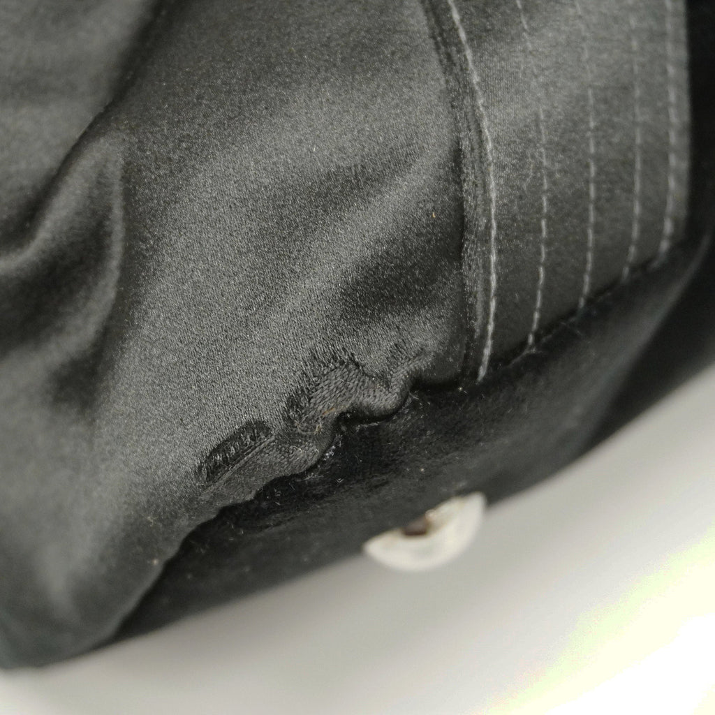 CHANELAuth  Boston Bag Men,Women,Unisex Satin,Leather Boston Bag Black