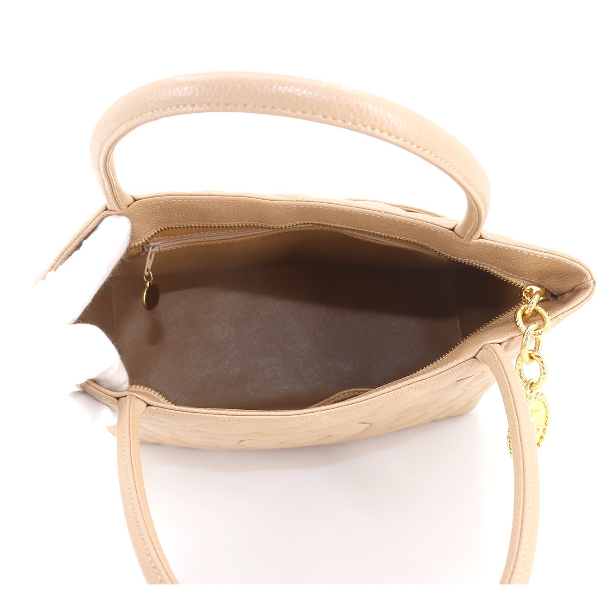 CHANEL Reproduction Tote Bag Caviar Skin Beige A01804 Gold Hardware Vintage Medallion