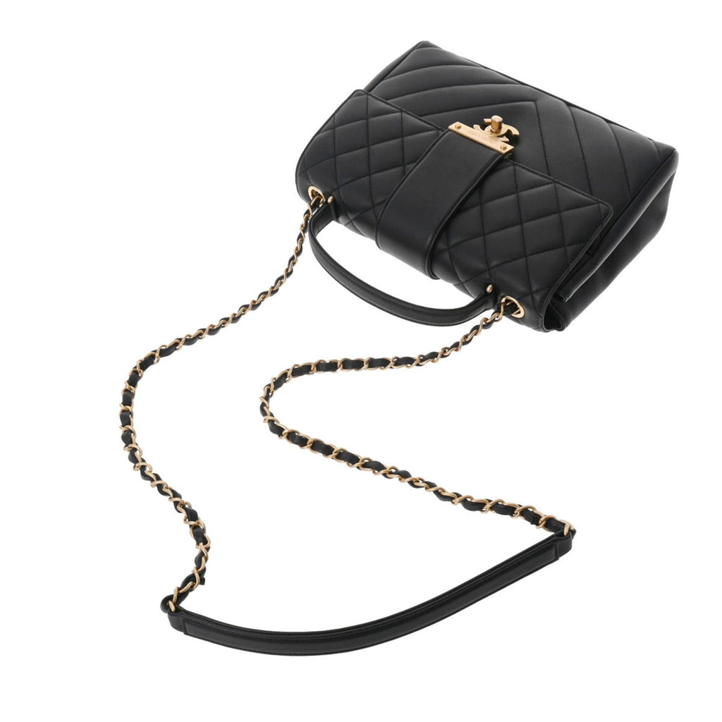 CHANEL matelasse chain shoulder black ladies lambskin bag