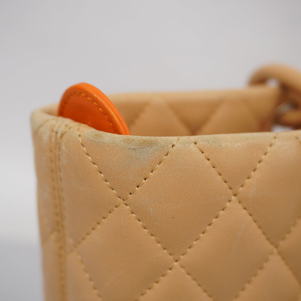 CHANELAuth  Ligne Cambon Tote Bag Lambskin Women's Tote Bag Beige