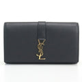 SAINT LAURENT large flap YSL line 414567 B680J 1000 long wallet leather ladies