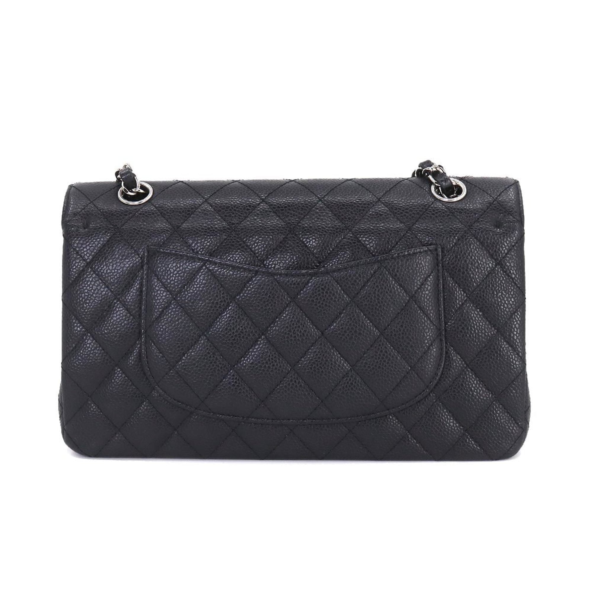 CHANEL Matelasse 25 Chain Shoulder Bag Caviar Skin Black A01112 Silver Hardware Coco Mark