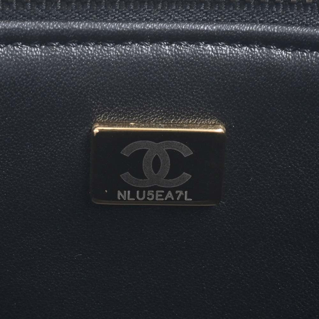 CHANEL Lambskin Matelasse Coco Mark Vanity Bag Chain Shoulder Black Women's