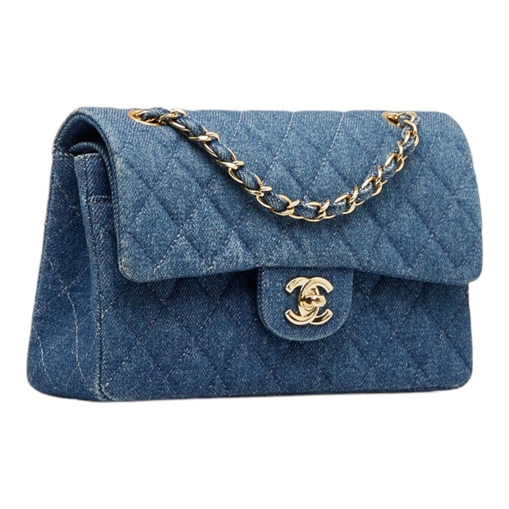 CHANEL matelasse 23 double flap chain shoulder bag blue ladies