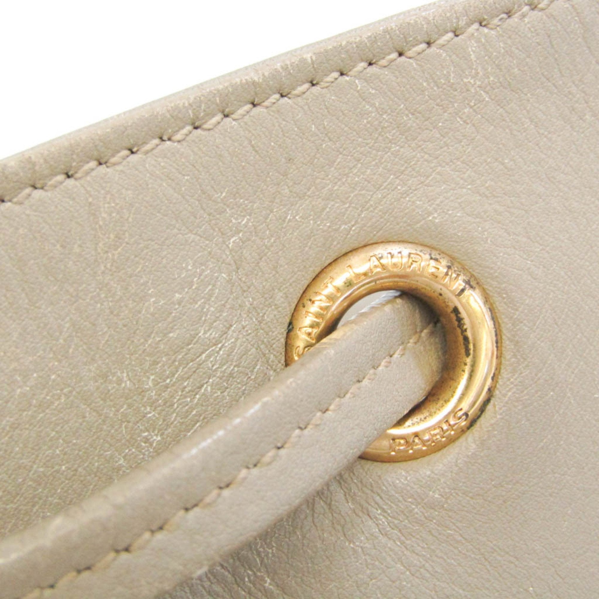 SAINT LAURENT 340239 Women's Leather Shoulder Bag Gray Beige