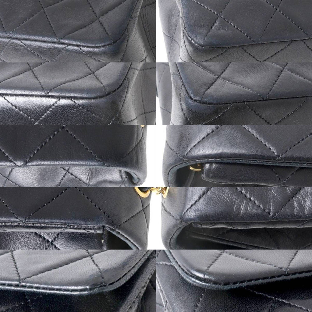 CHANEL Matelasse 20 Chain Shoulder Bag 7 Digits Circa 1990 Lambskin Black x Gold NT