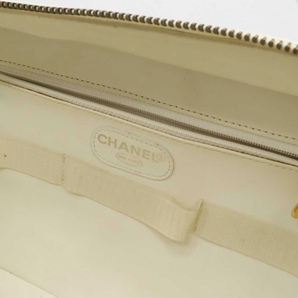 CHANEL Cocomark Handbag Vanity Bag Shoulder Caviar Skin Leather White A11265