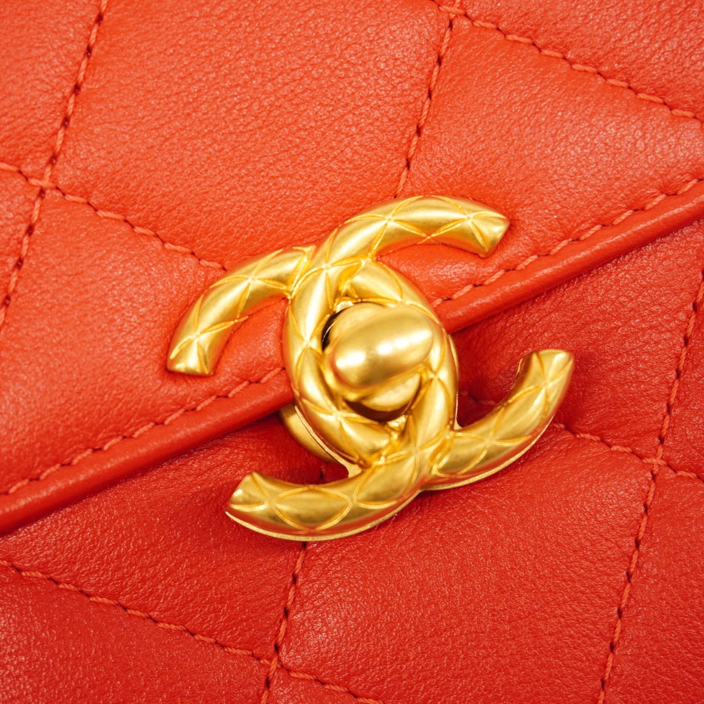 CHANELAuth  Matelasse Chain Shoulder Women's Leather Shoulder Bag Red Color
