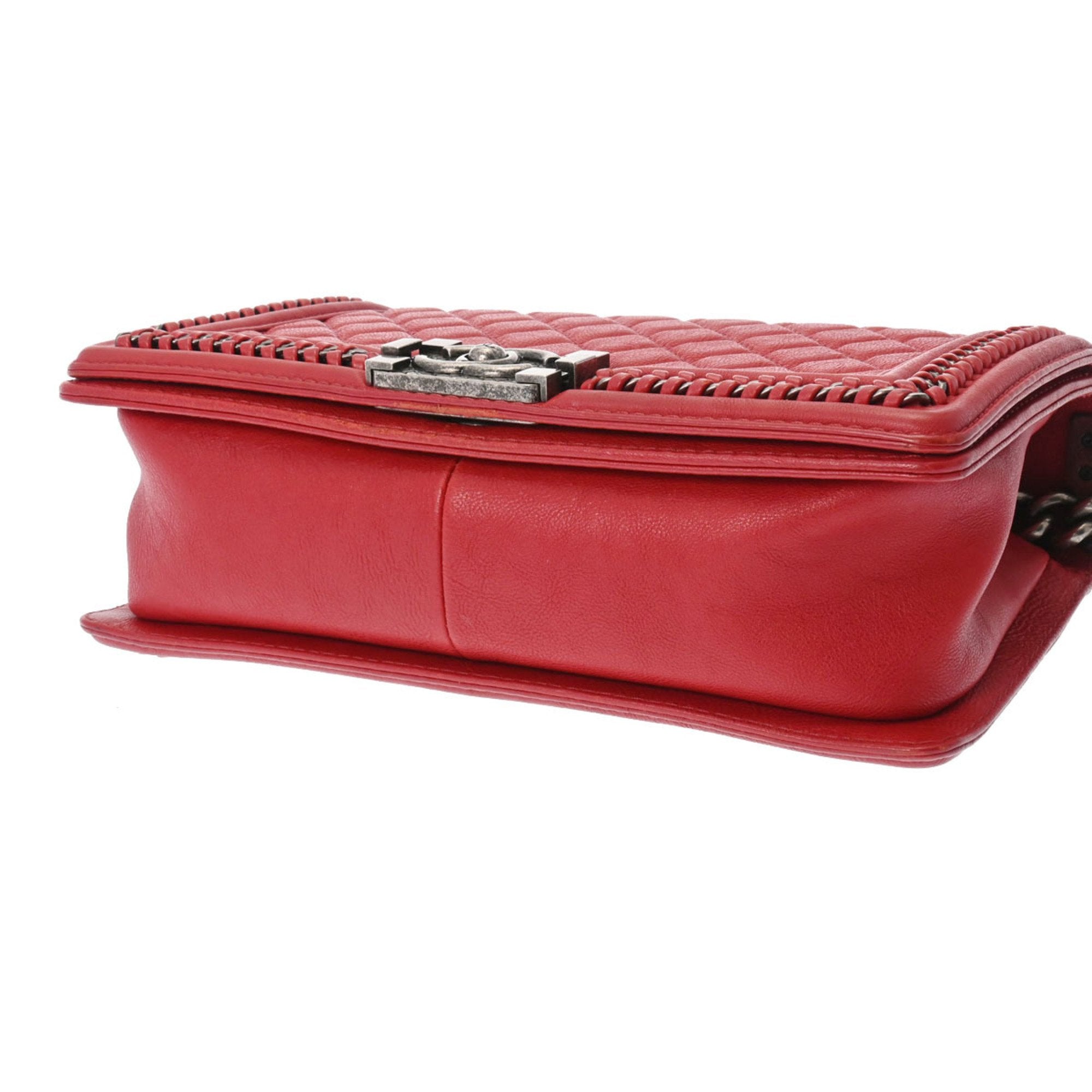 CHANEL Boy  Men,Women Handbag Black,Red Color,White