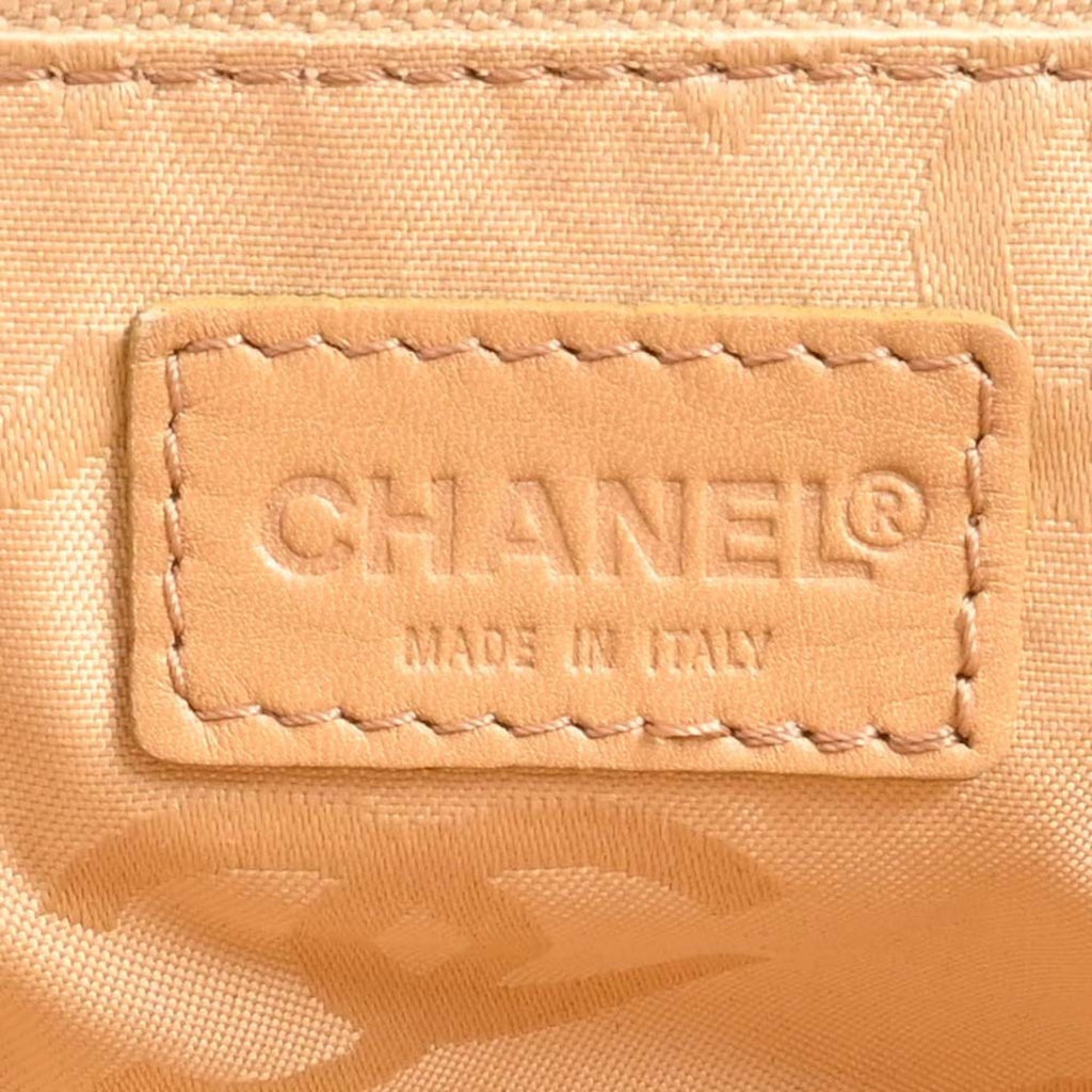 CHANEL Leather Wild Stitch Coco Mark Tote Bag Beige Ladies