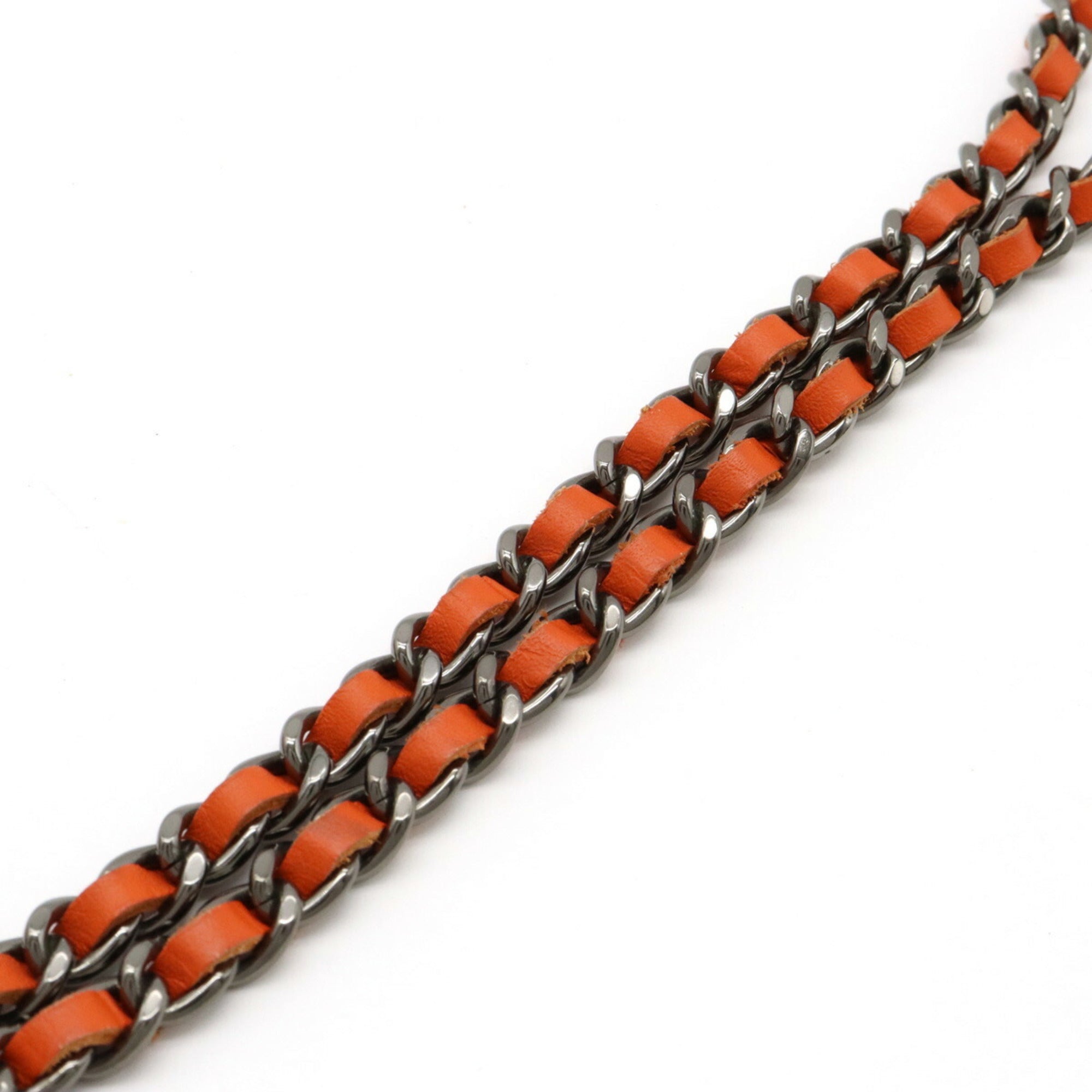 CHANEL Coco Mark Chain Shoulder Bag Patent Leather Enamel Orange 8654