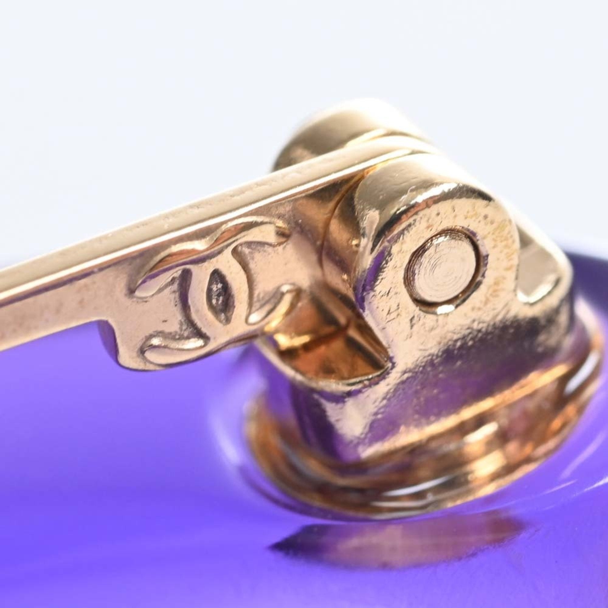 CHANEL Cocomark Brooch Purple Ladies