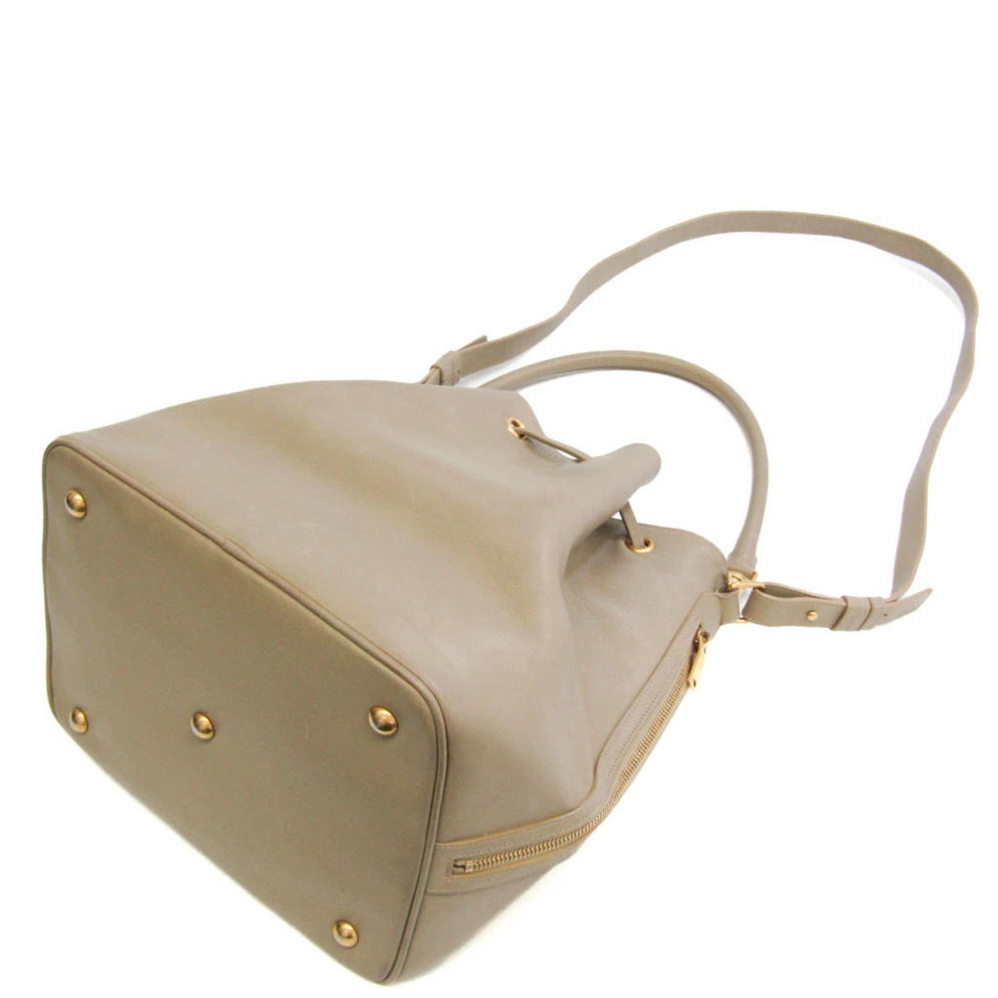 SAINT LAURENT 340239 Women's Leather Shoulder Bag Gray Beige