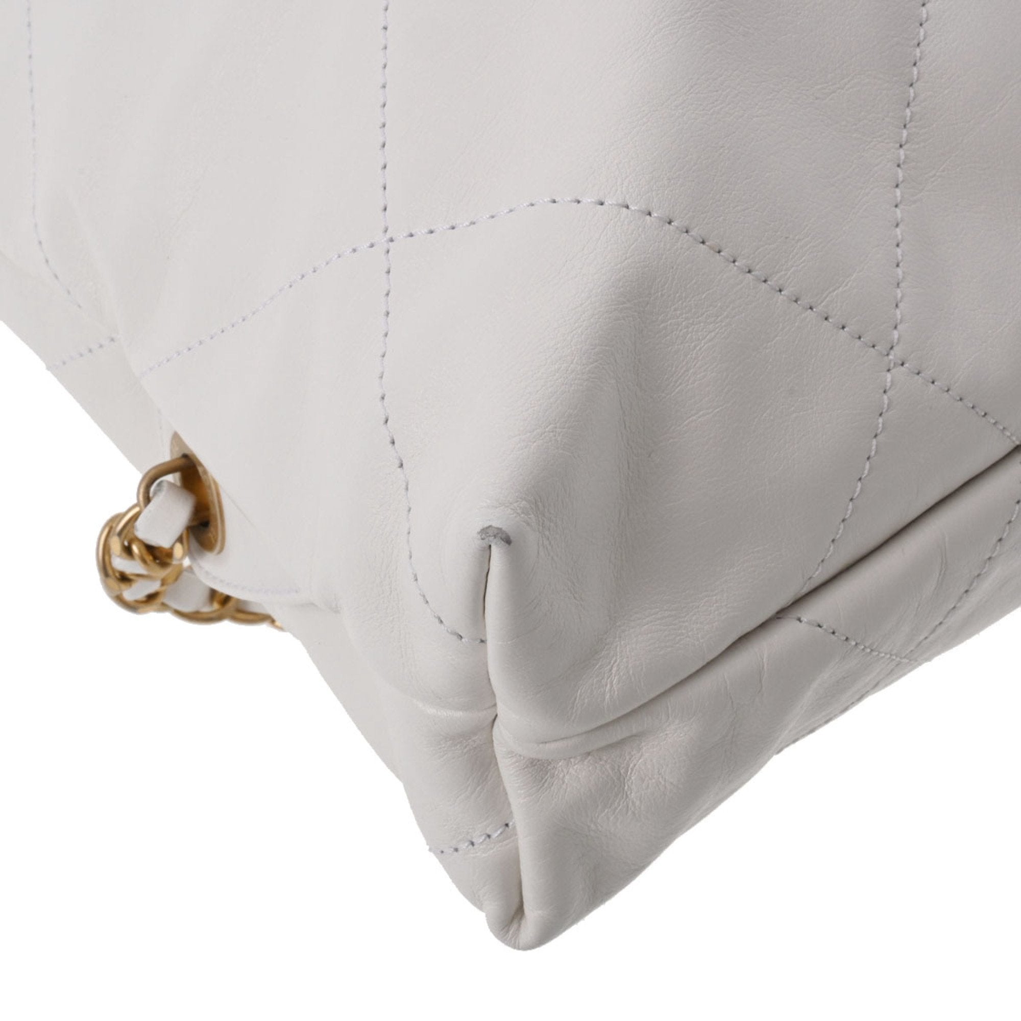 CHANEL 22 Large Backpack White Women's Calf Rucksack/Daypack
