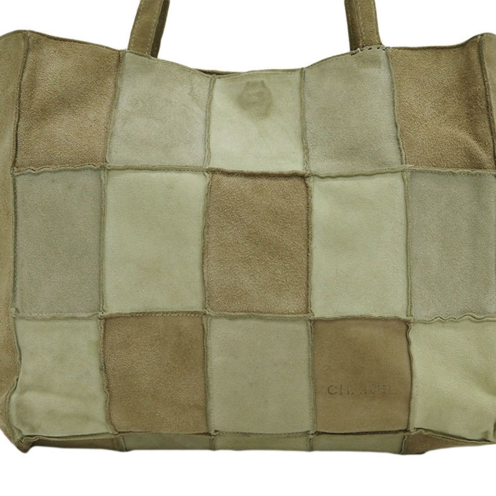 CHANEL Suede Patchwork Shoulder Tote Bag Beige 6th Series Ladies