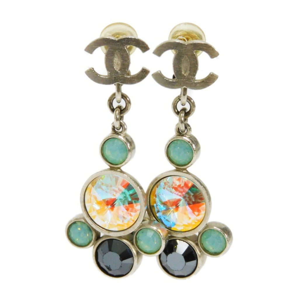 CHANEL Earrings Swing Crystal Coco Mark Bijou Black Emerald Green 06A CC Aurora Ladies Accessories Jewelry
