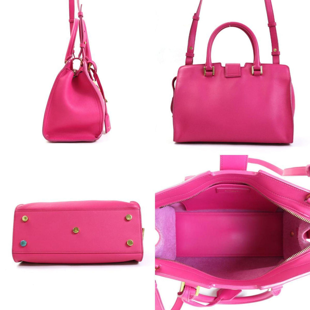 SAINT LAURENT Handbag Crossbody Shoulder Bag Baby Kabas Leather Pink Gold Women's